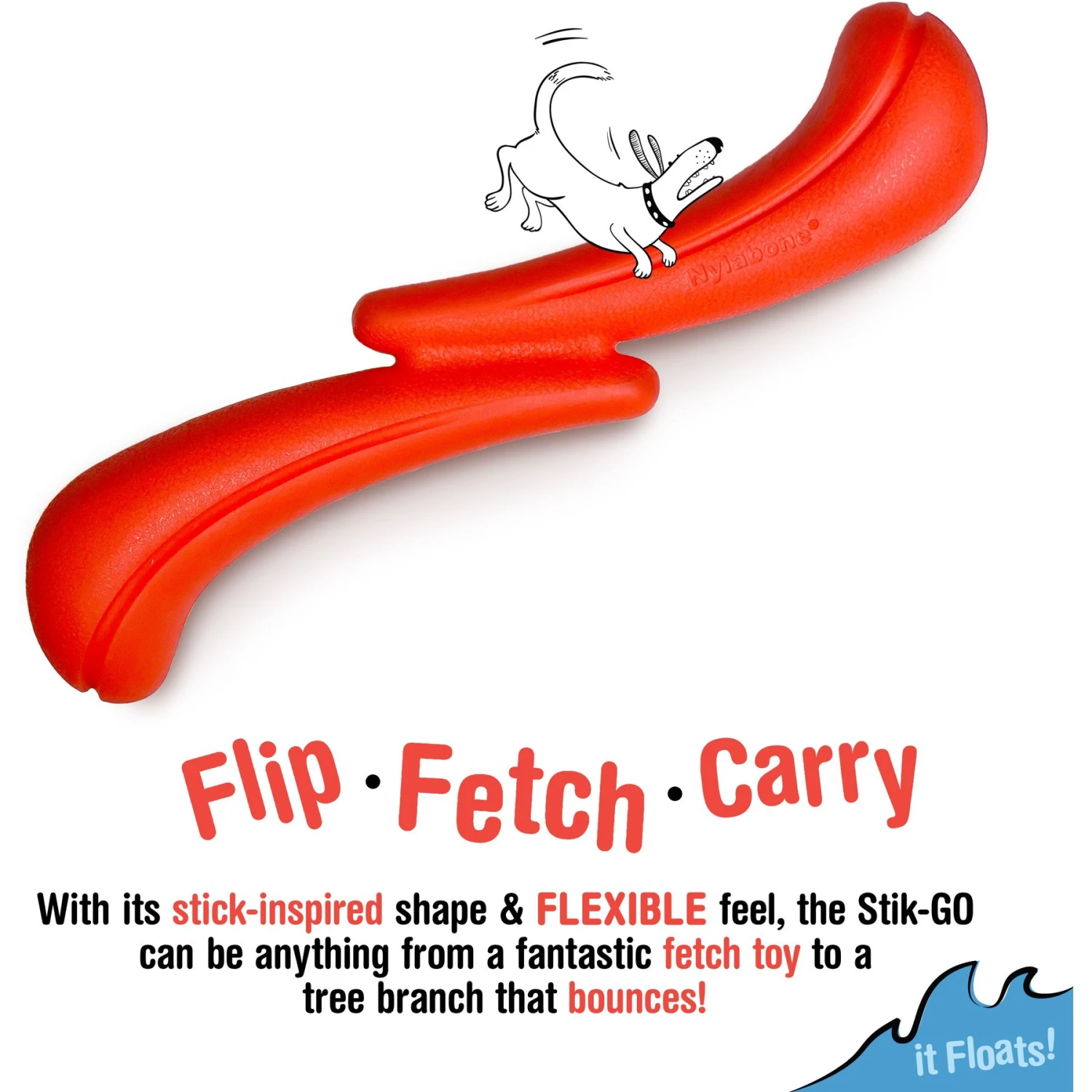 Nylabone Creative Play Stik-GO Interactive Dog Toy, Red - Image 2