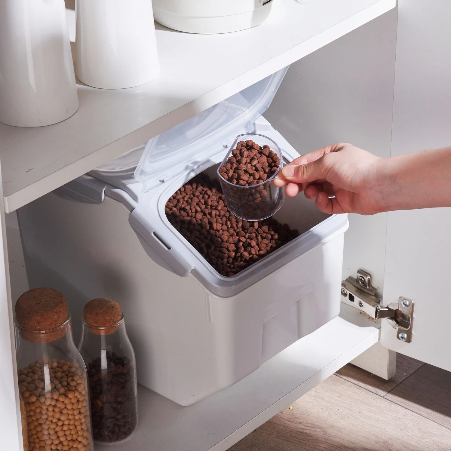 Hanamya Container With Measuring Cup Dog & Cat Food Storage, 2 Count - Image 2