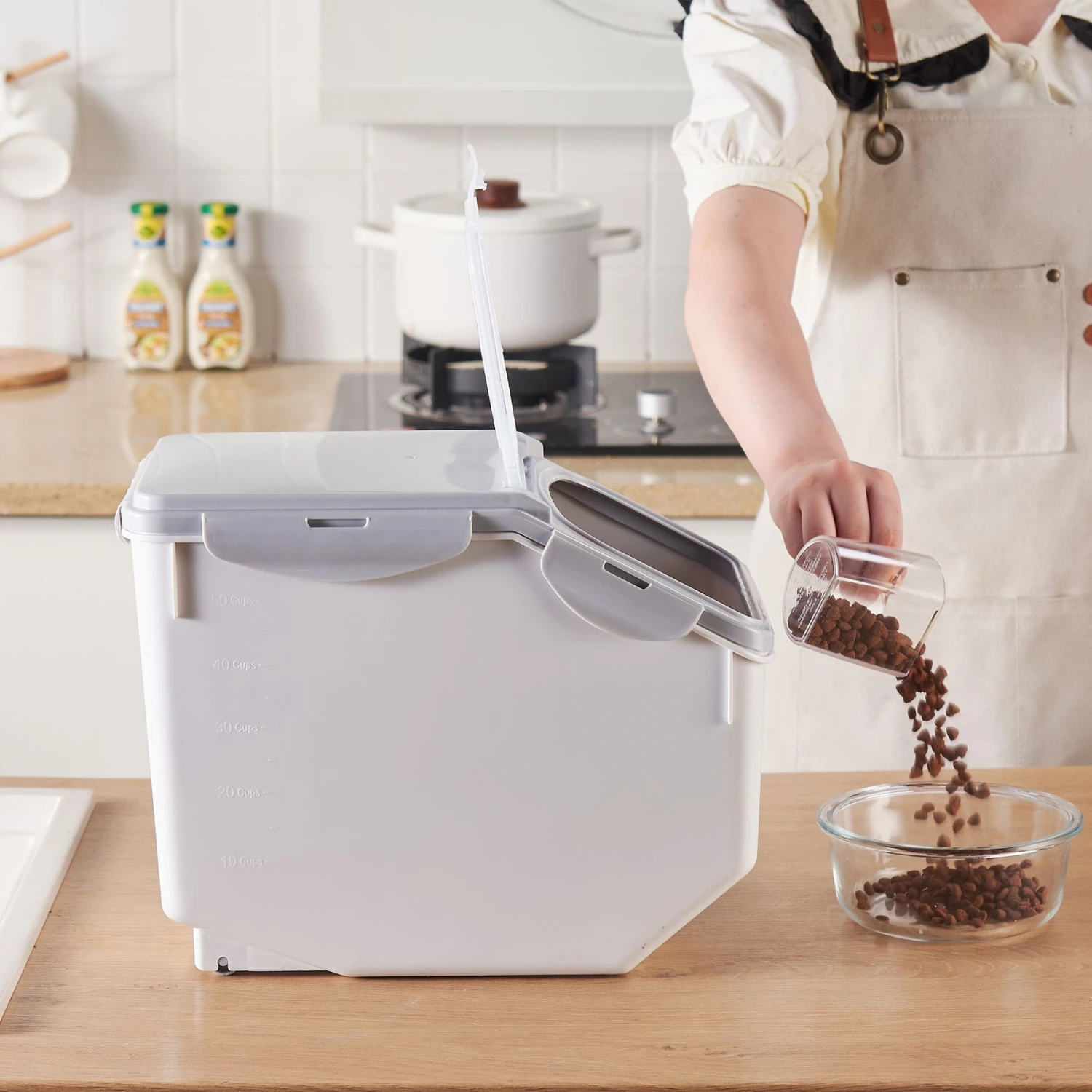 Hanamya Container With Measuring Cup Dog & Cat Food Storage, 2 Count - Image 5