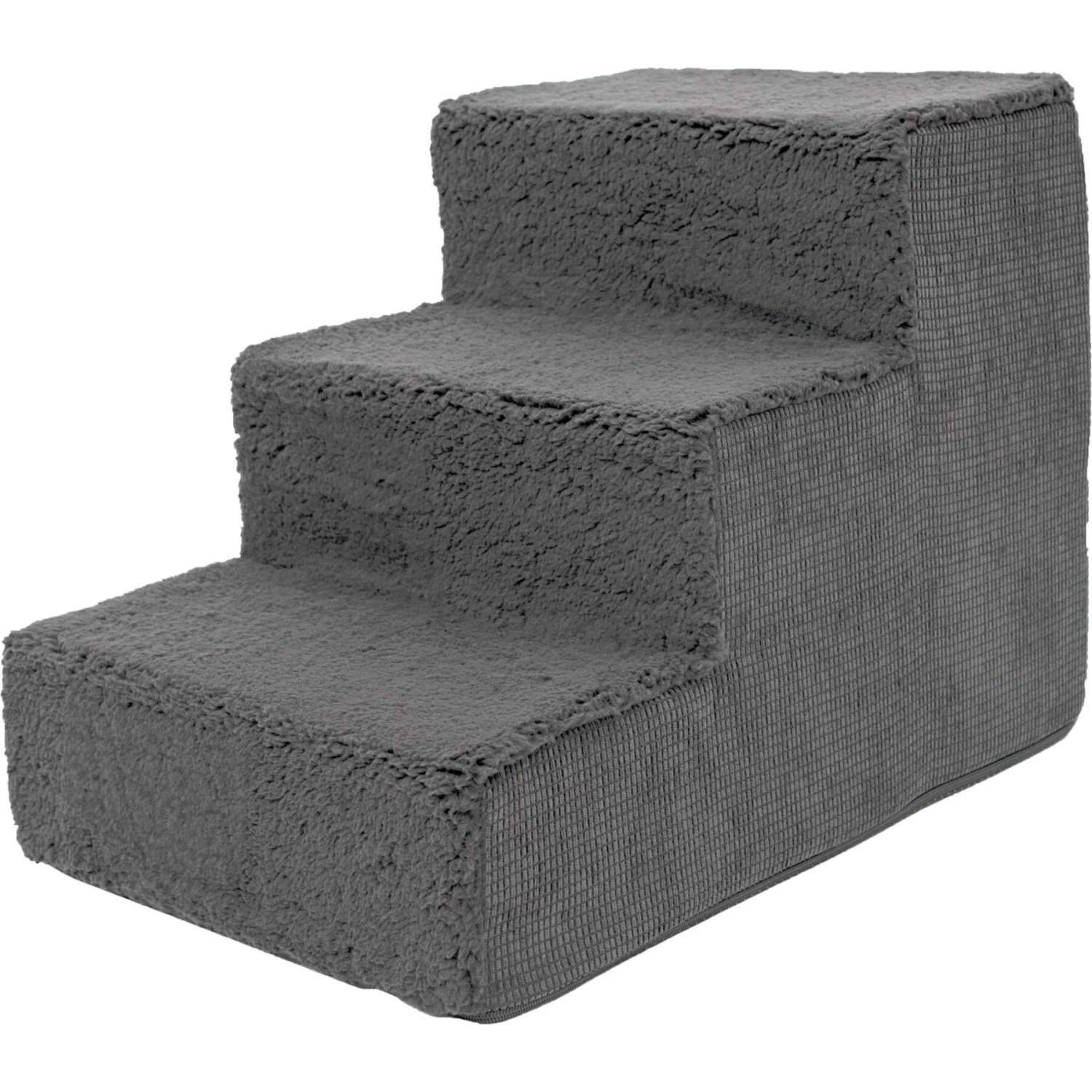 Precious Tails High Density Foam Sherpa Top 3 Steps Dog & Cat Stair