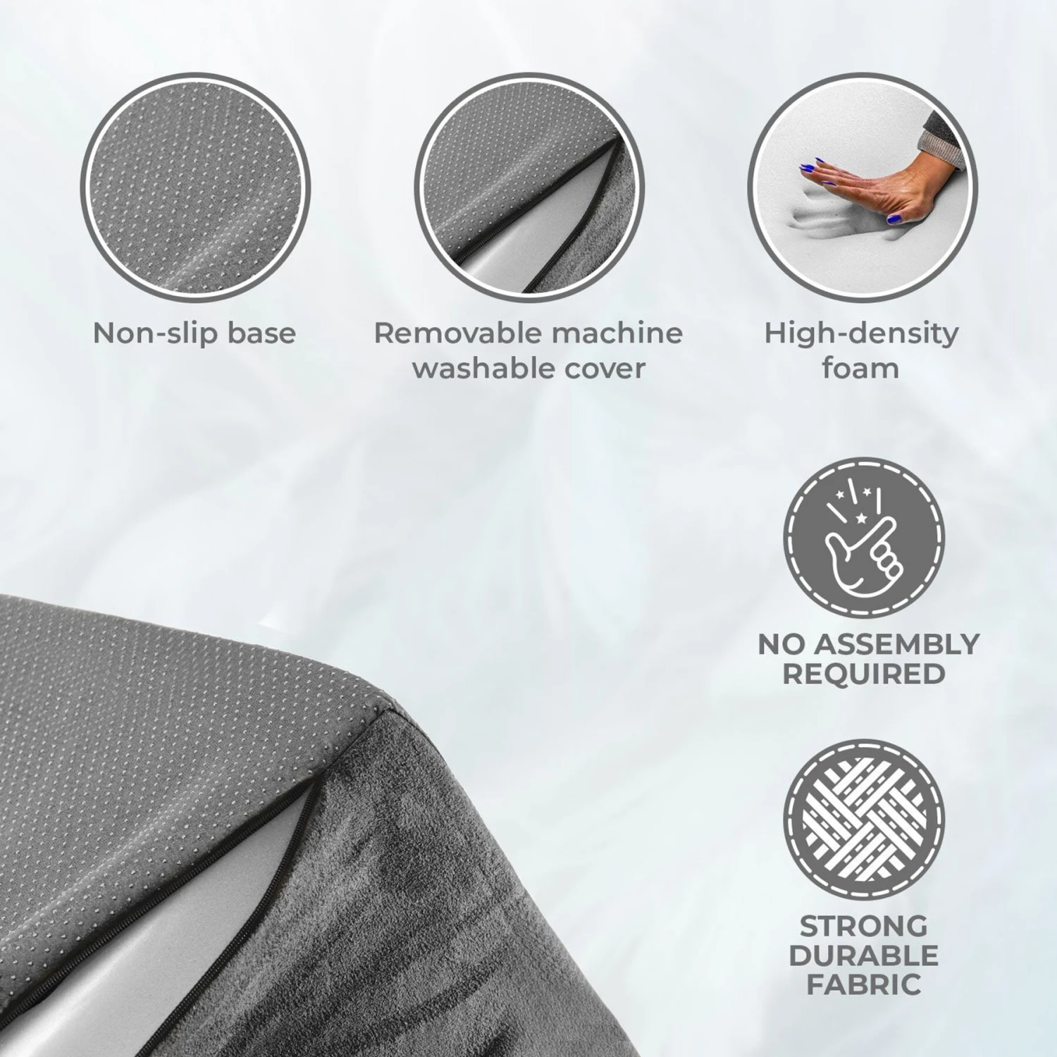 Precious Tails High Density Foam Sherpa Top 3 Steps Dog & Cat Stair - Image 5