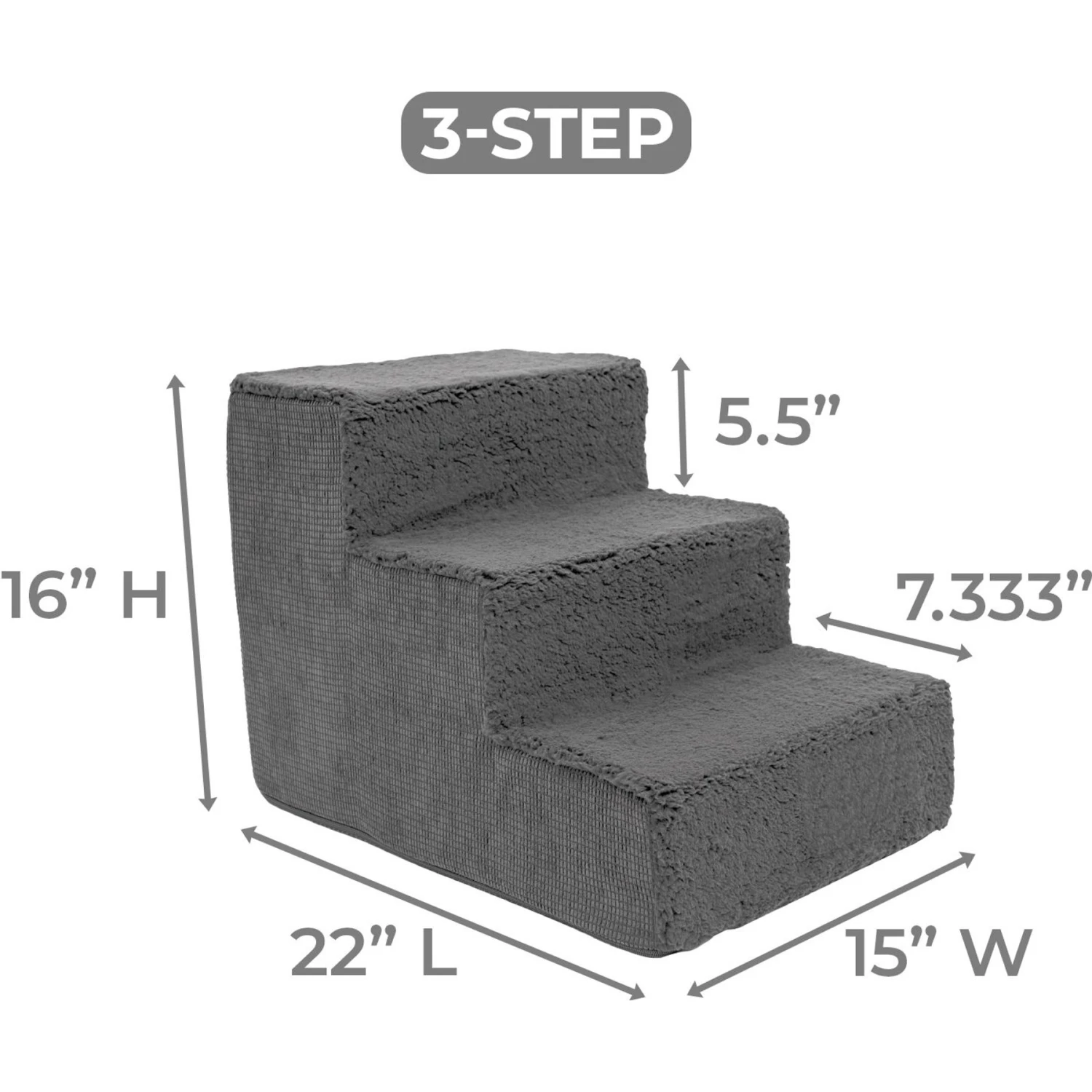 Precious Tails High Density Foam Sherpa Top 3 Steps Dog & Cat Stair - Image 6