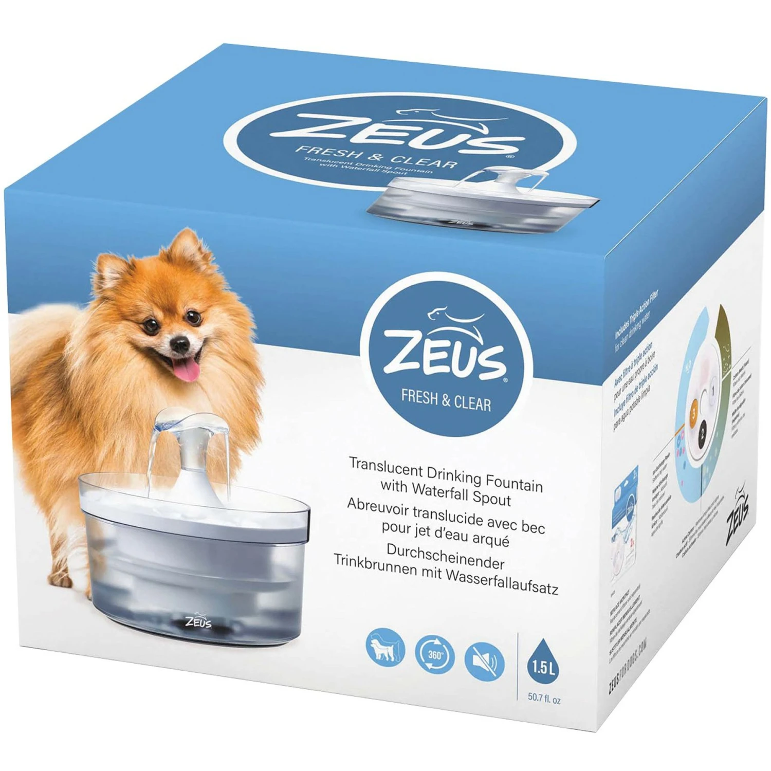 Zeus Fresh & Clear Waterfall Spout Dog Fountain - Image 6