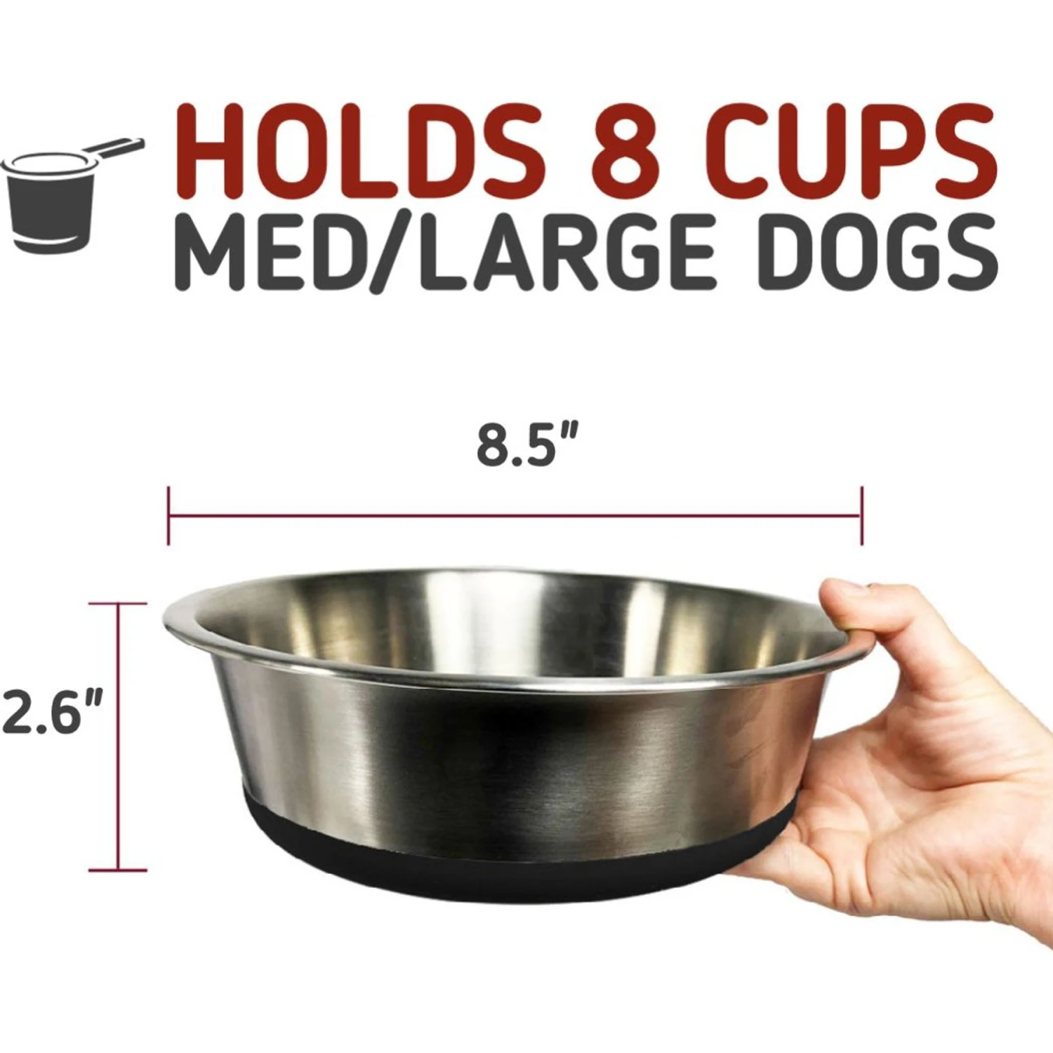 Leashboss Stainless Steel Silicone Base Dog Bowl, Medium/Large - Image 3