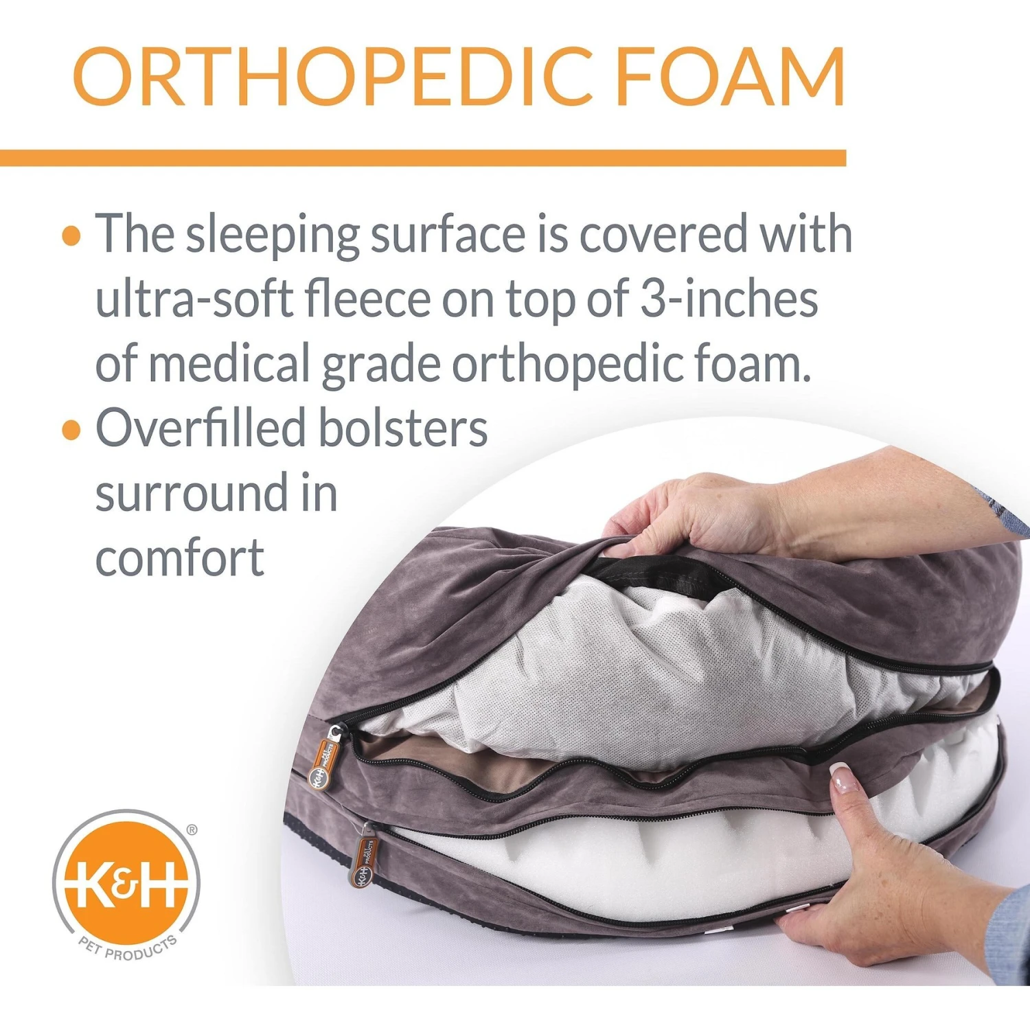 K&H Pet Products Orthopedic Bolster Cat & Dog Bed - Image 3