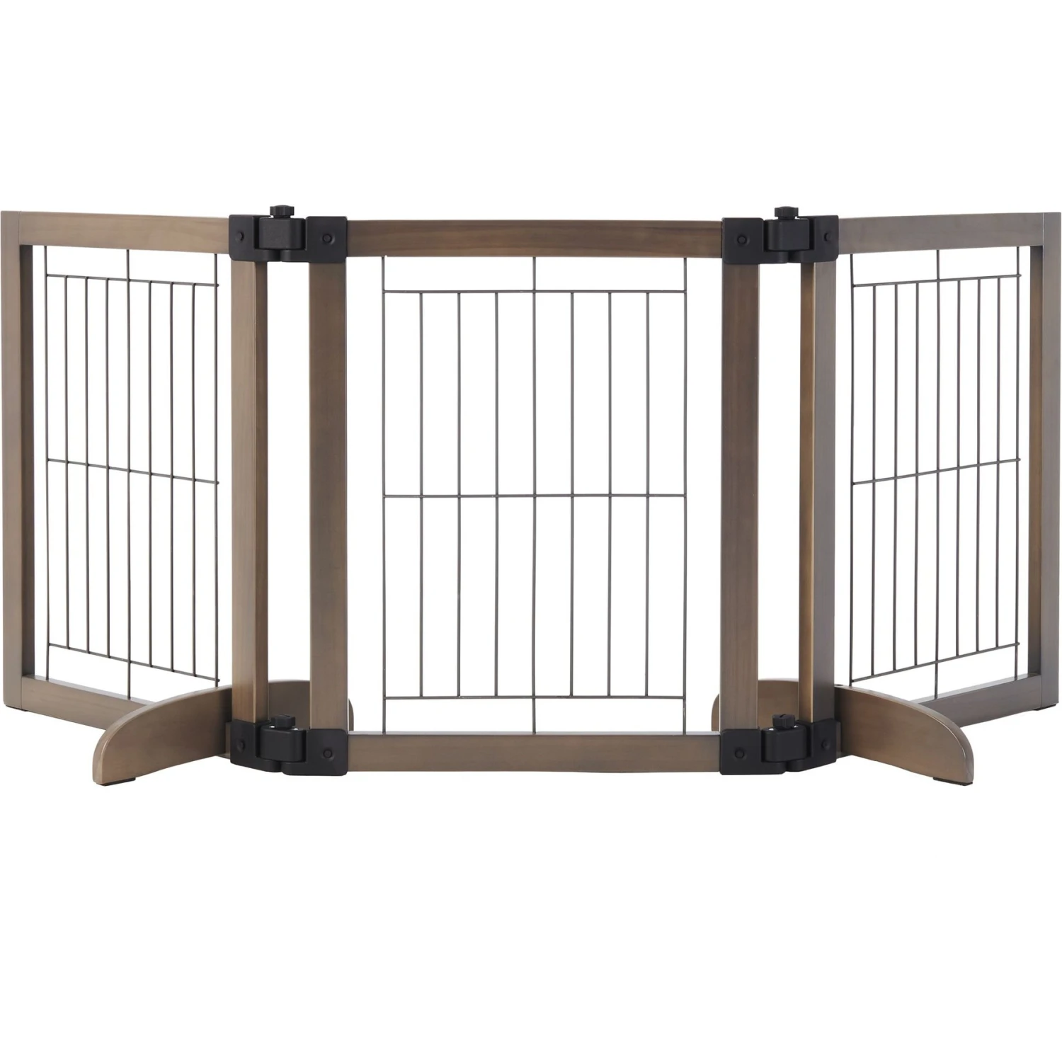 MyPet Wide Versa-Lock Freestanding Cat & Dog Gate, Woodtone - Image 3