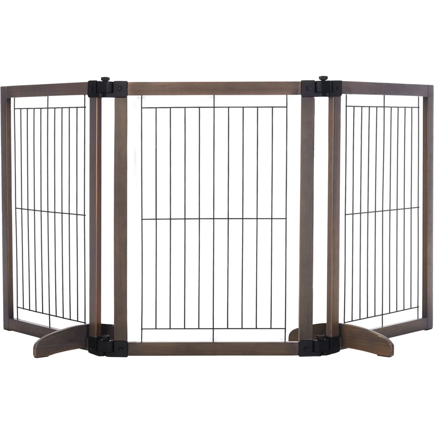 MyPet Extra Wide Versa-Lock Freestanding Cat & Dog Gate, Woodtone - Image 6