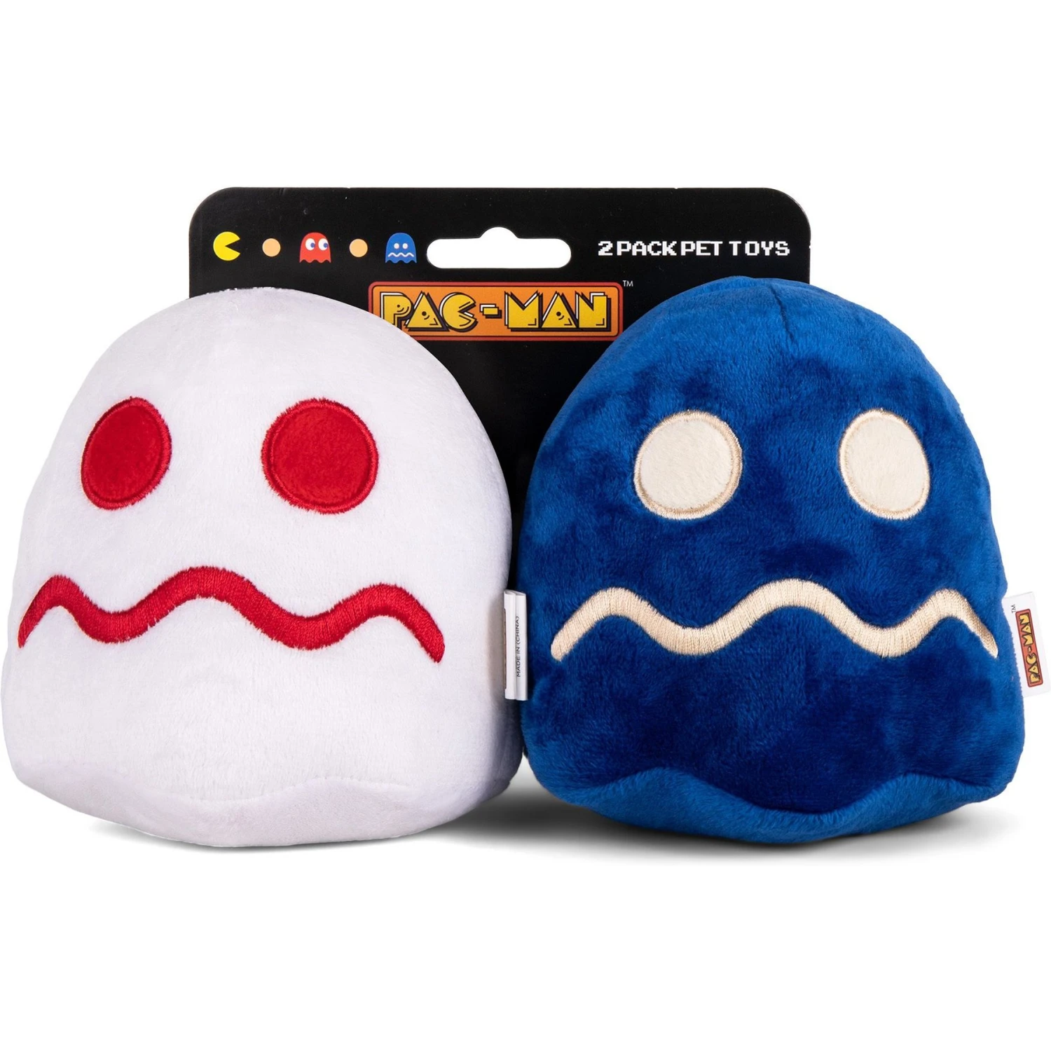 Fetch For Pets Pac-Man Turn-To-Blue & Turn-To-White Plush Squeaky Dog Toy, Small, 2 Count
