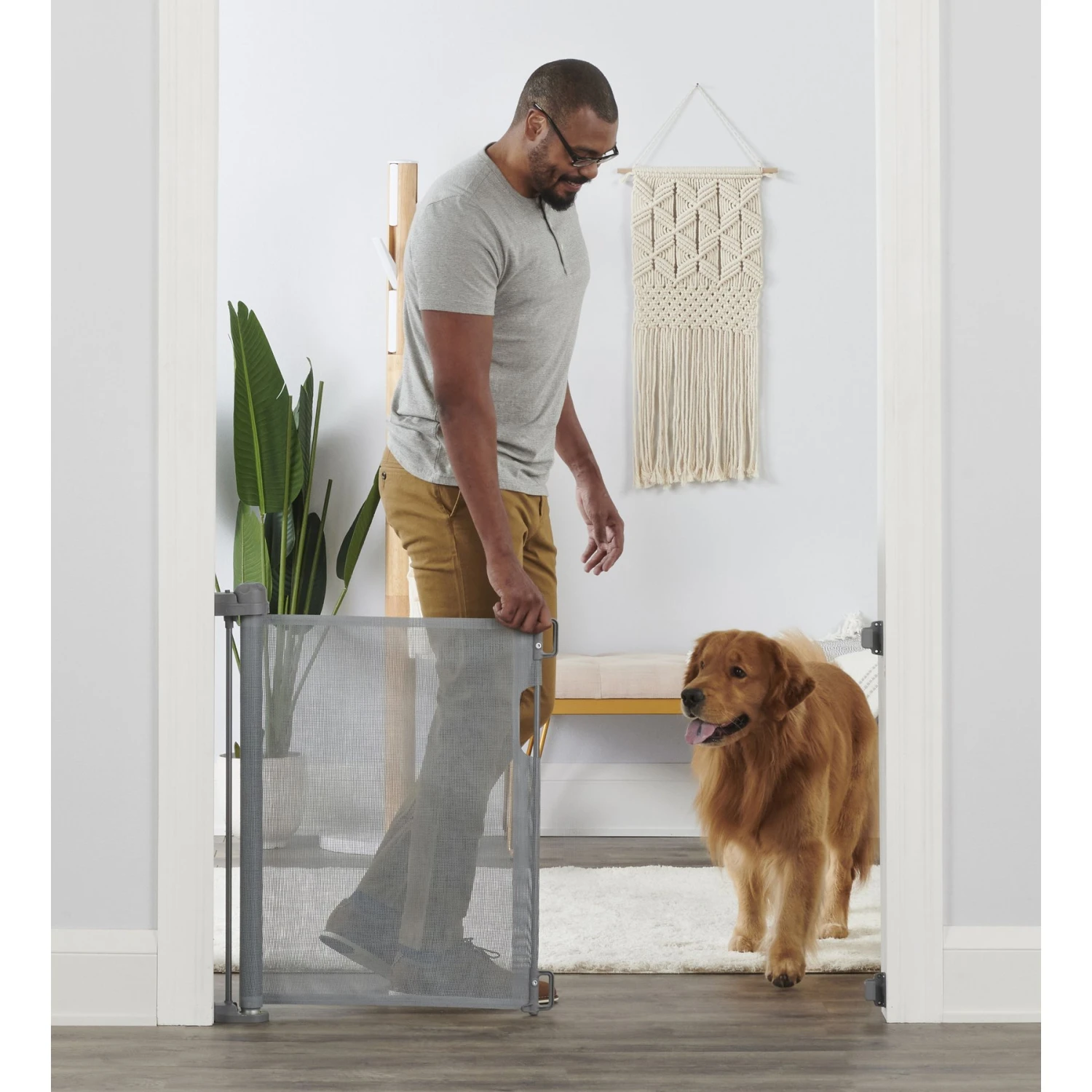 Carlson Pet Products Retractable Safety Dog Gate, Gray, Large - Image 2