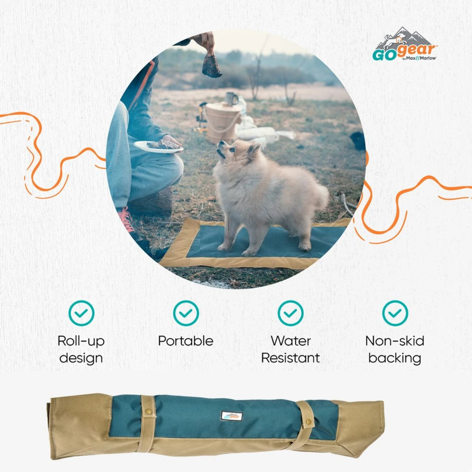 Max & Marlow Go Gear Portable Waterproof Roll-Up Cat & Dog Bed Mat - Image 5