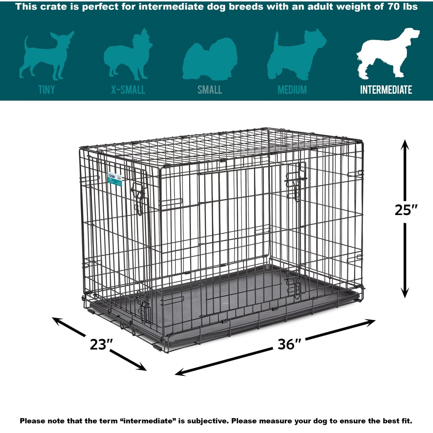 MidWest ICrate Fold & Carry Double Door Collapsible Wire Dog Crate & KONG Classic Dog Toy - Image 3
