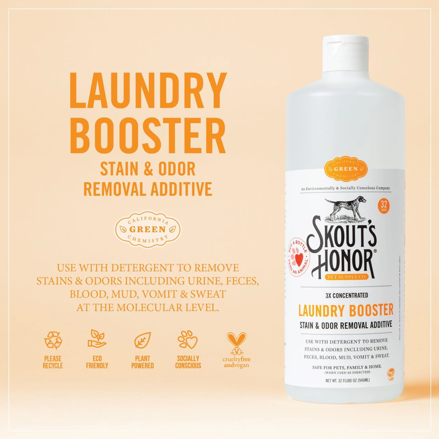 Skout's Honor Laundry Booster Stain & Odor Removal Additive, 32-oz Bottle & Frisco Washable Female Diaper - Image 4