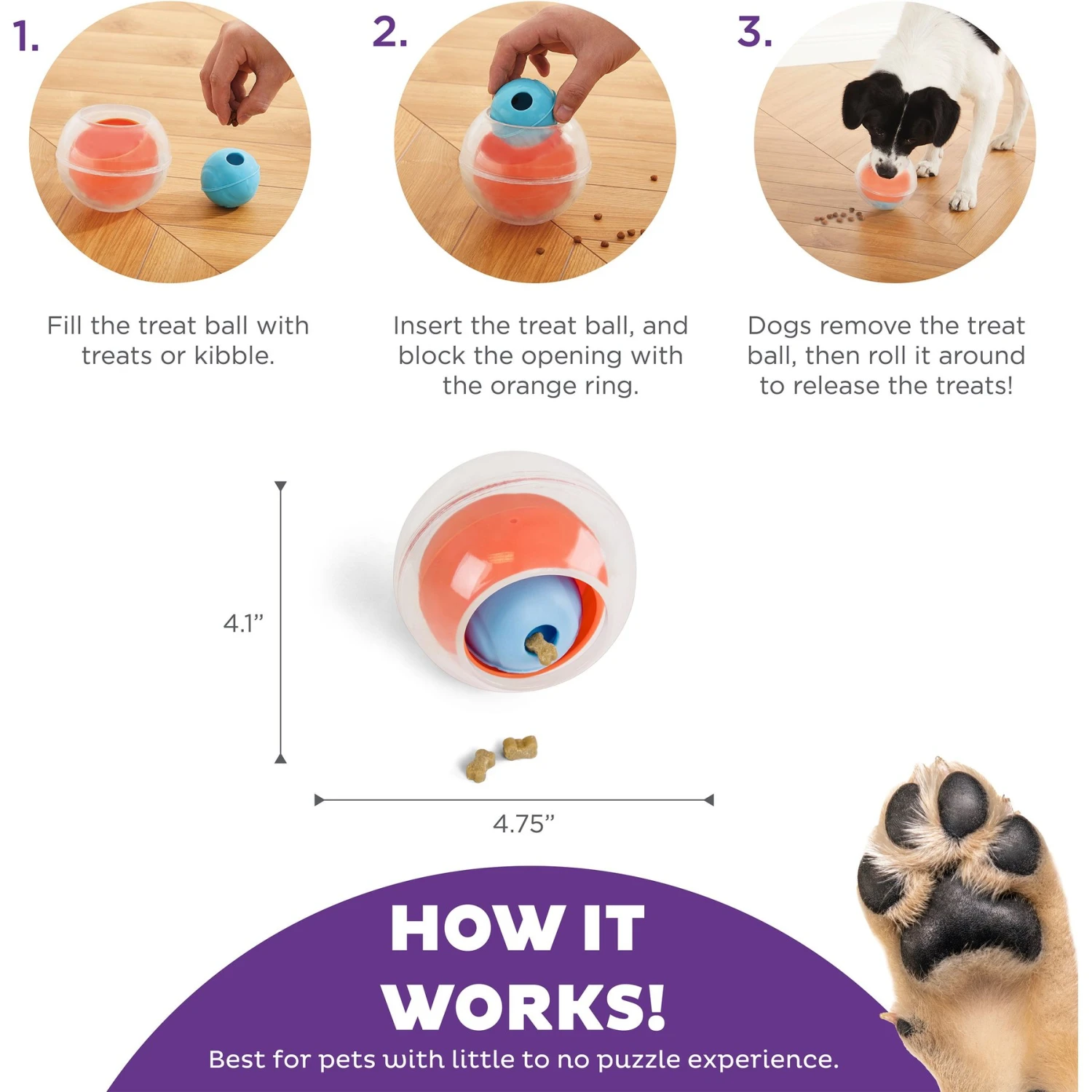 Outward Hound Dog Rumble Puzzle Ball Puzzle & Treat Maze Interactive Dog Toy, Orange - Image 3