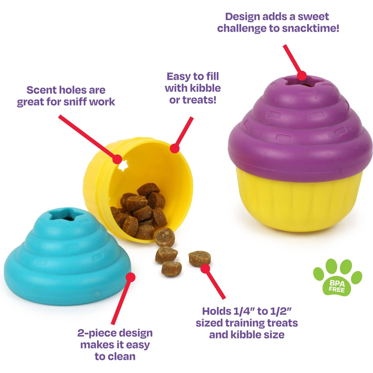 Brightkins Cupcake Treat Dispensing Dog Toy, Large - Image 2