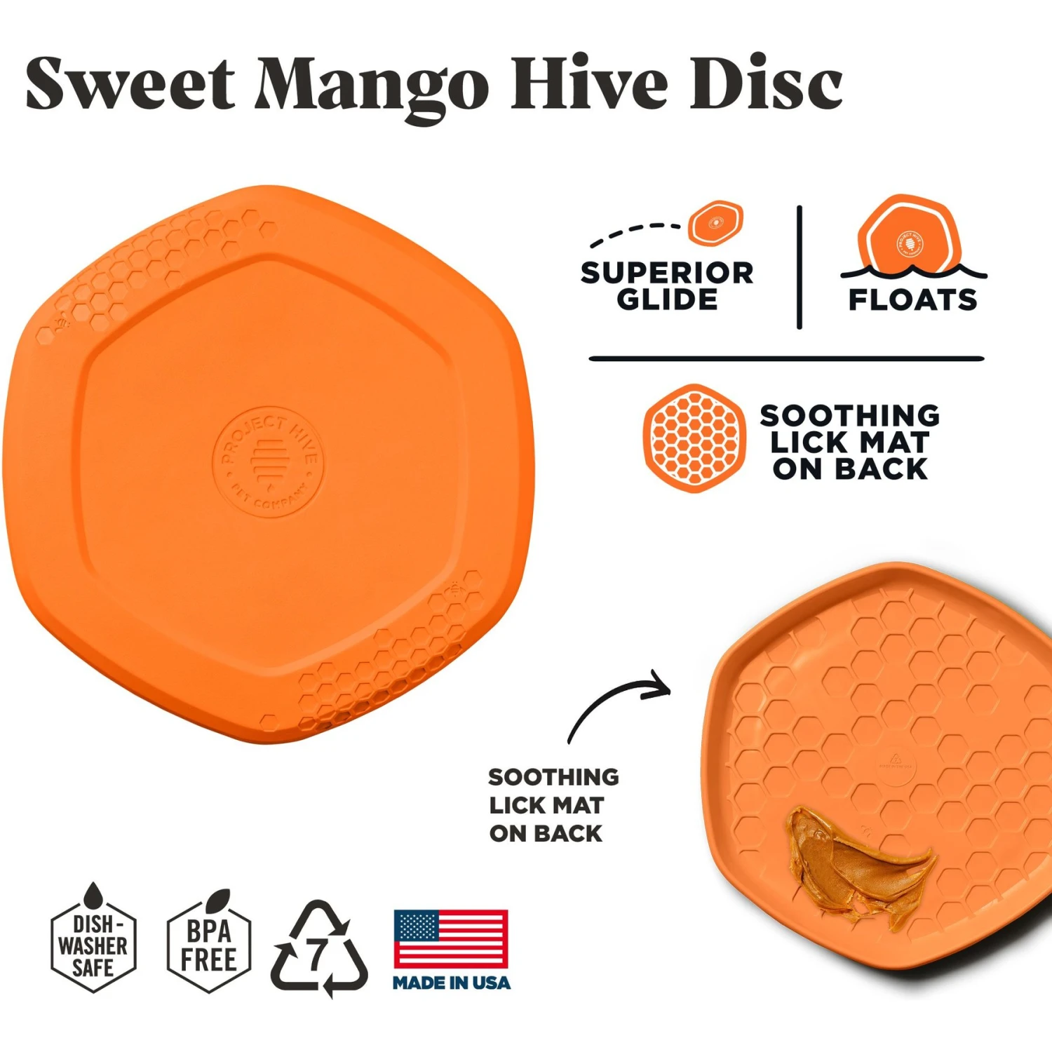 Project Hive Pet Company Hive Sweet Mango Scented Disc & Lick Mat Dog Toy, Orange - Image 3