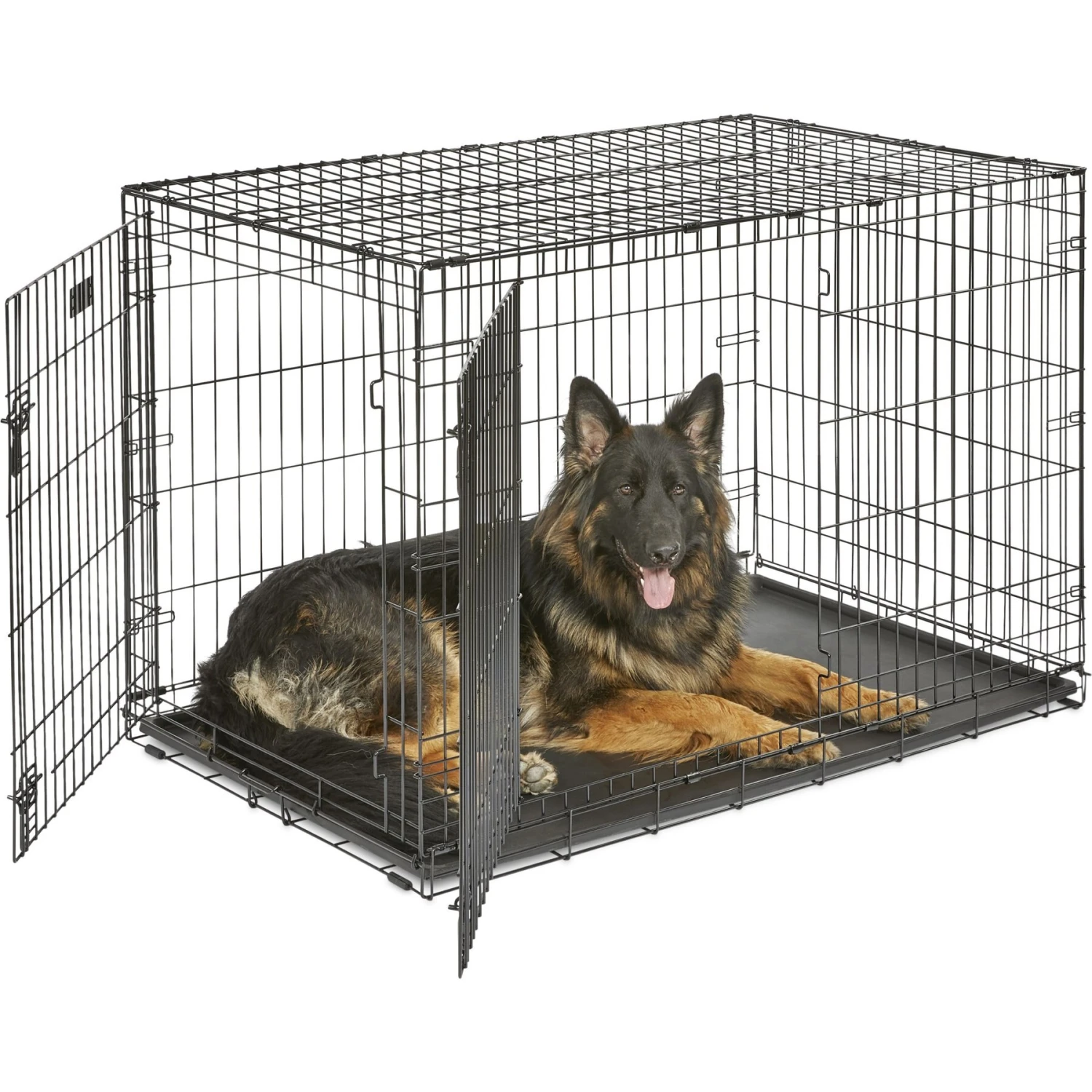 MidWest ICrate Fold & Carry Double Door Collapsible Wire Dog Crate & MidWest Steel Pet Gate - Image 2
