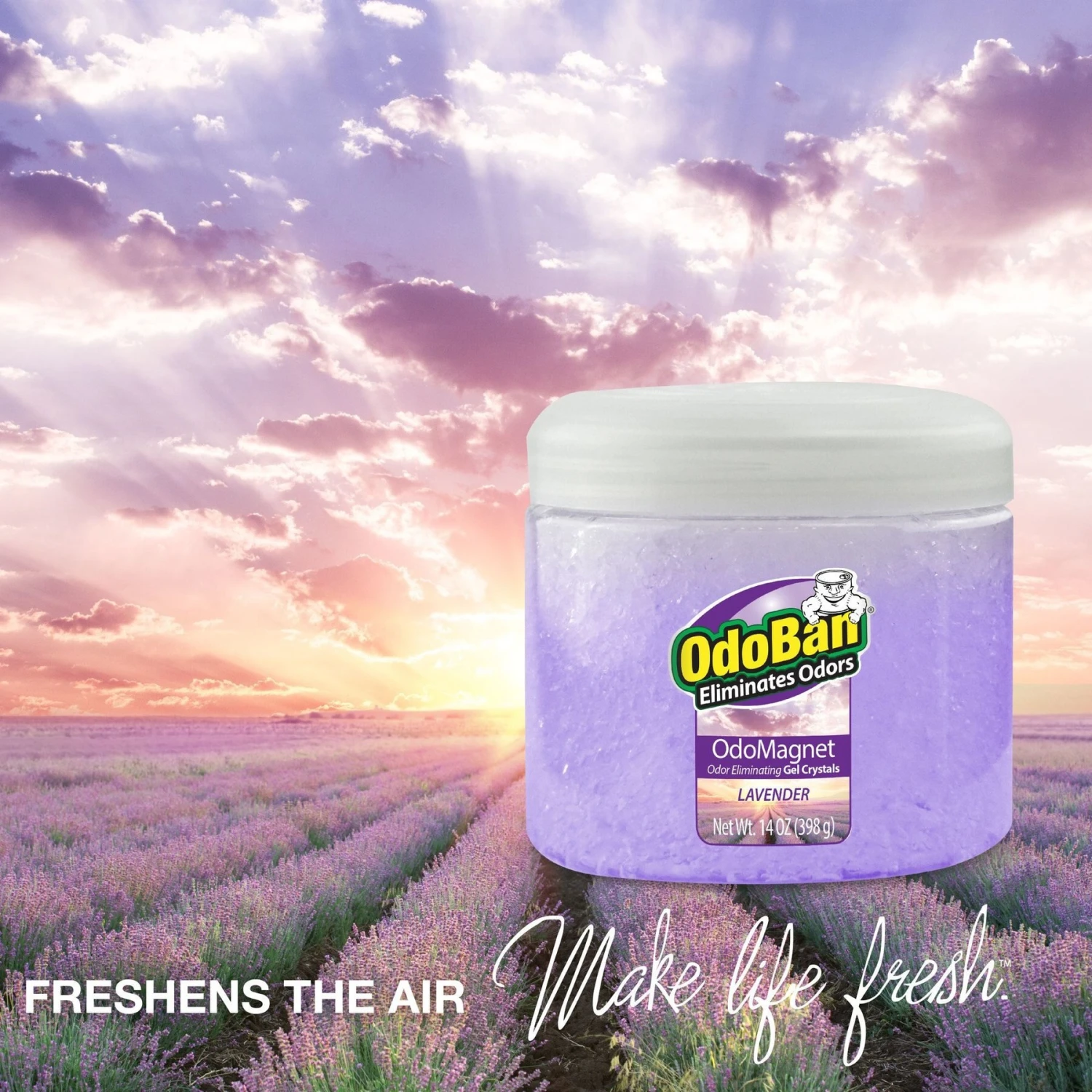 OdoBan OdoMagnet Odor Eliminator Lavender Gel Crystals Deodorizer, 14-oz Jar - Image 3
