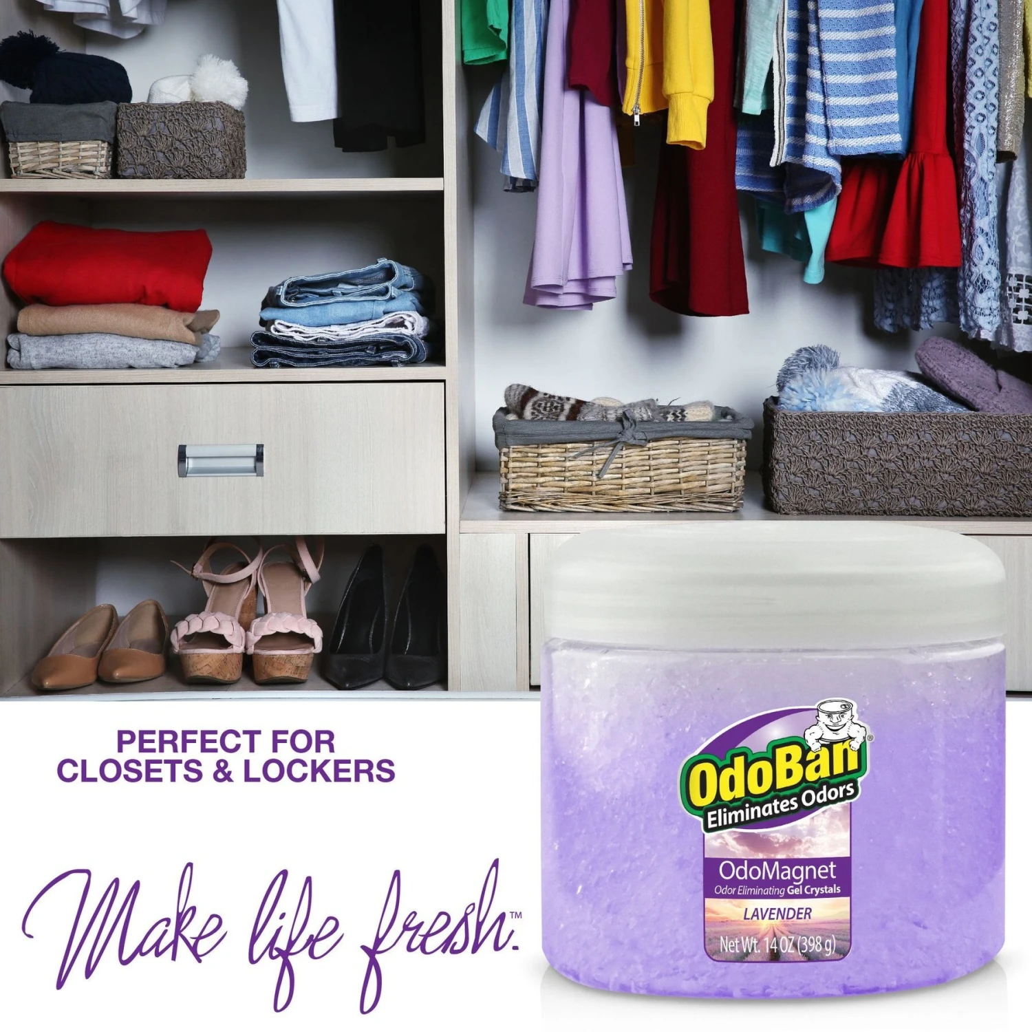 OdoBan OdoMagnet Odor Eliminator Lavender Gel Crystals Deodorizer, 14-oz Jar - Image 4