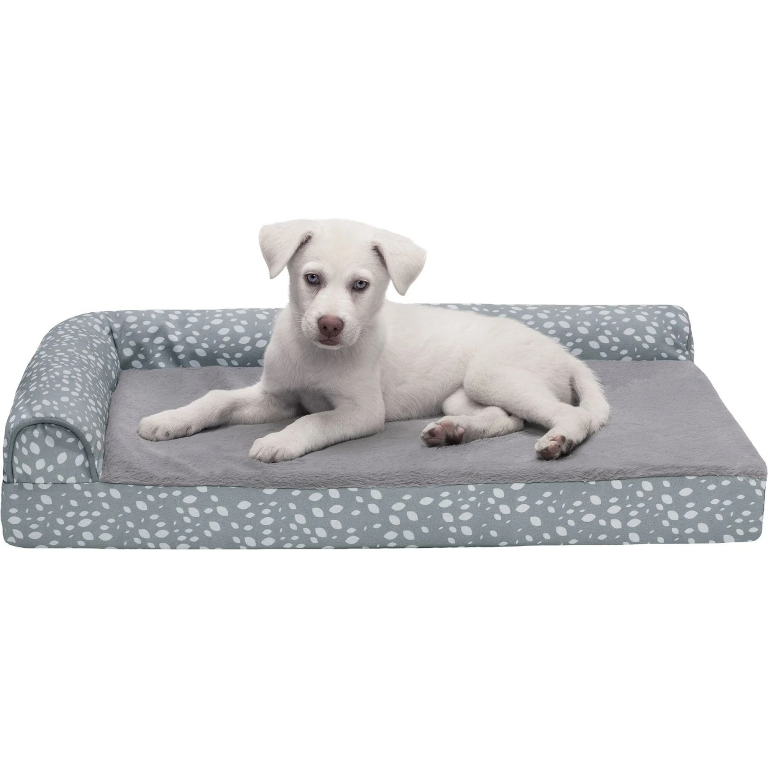 FurHaven Plush Fur & Almond Print Memory Foam Top Deluxe L-Chaise Sofa Cat & Dog Bed - Image 4