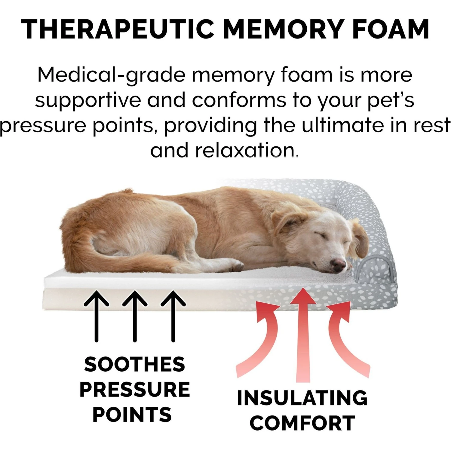 FurHaven Plush Fur & Almond Print Memory Foam Top Deluxe L-Chaise Sofa Cat & Dog Bed - Image 6