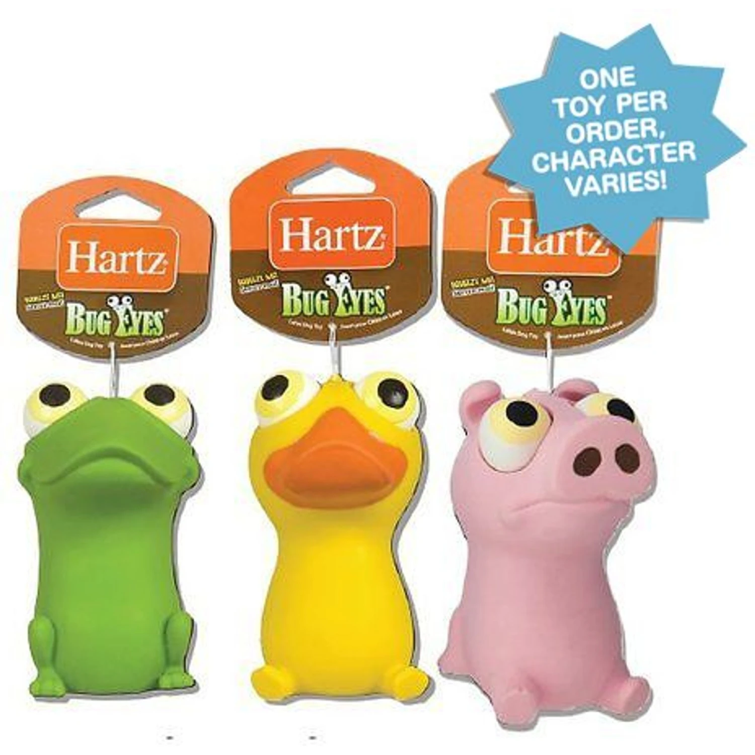 Hartz Bug Eyes Squeak Latex Dog Toy, Character Varies