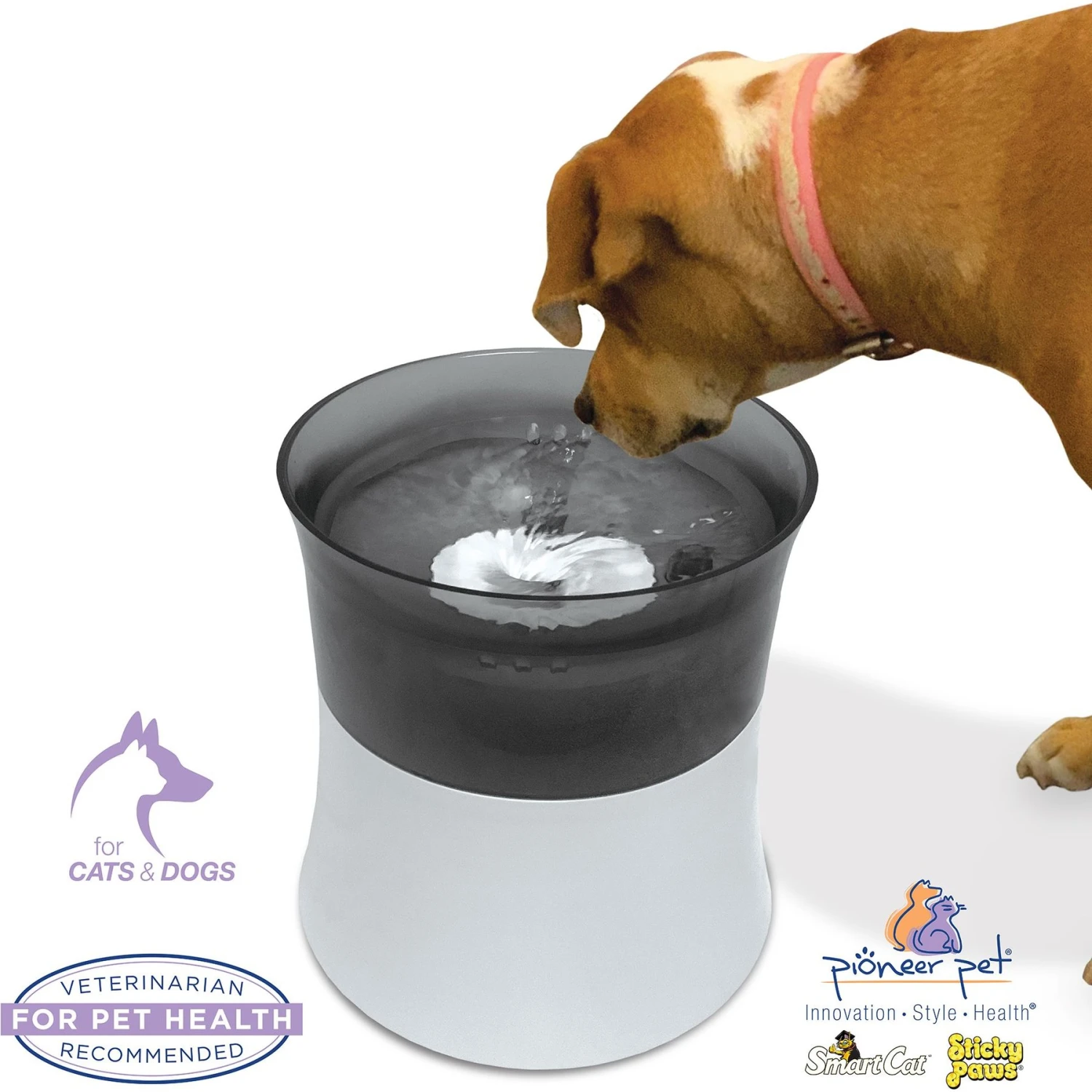 Pioneer Pet Vortex Elevated Drinking Dog Fountain, Gray, Medium - Image 4