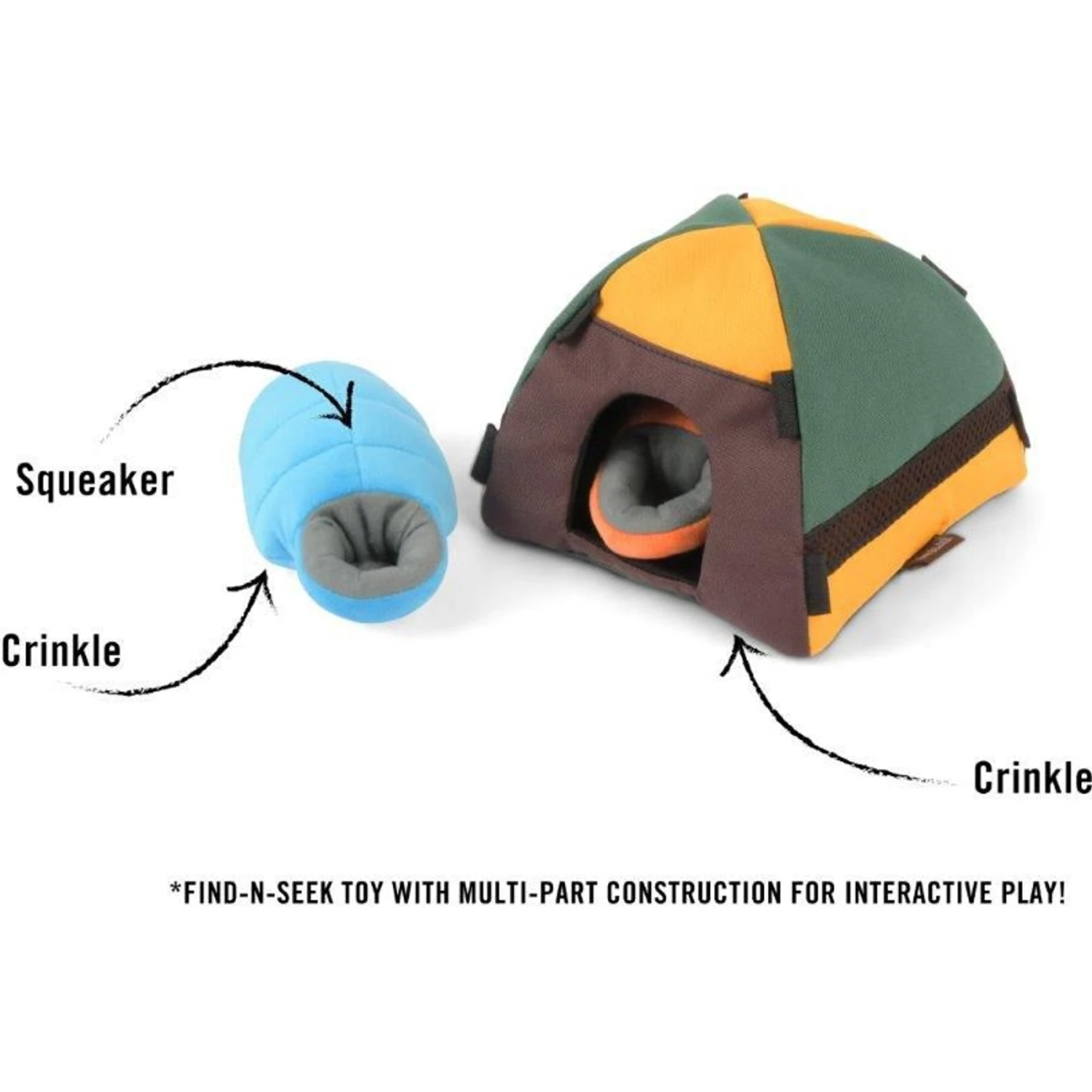 P.L.A.Y. Pet Lifestyle And You Camp Corbin Collection Trailblazing Tent Plush Squeaky Dog Toy - Image 4