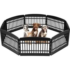 IRIS 8-Panel Dog Exercise Playpen, Black