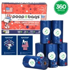 The Original Poop Bags Snoopy Line Americana Dog Waste Bags, 360 Count
